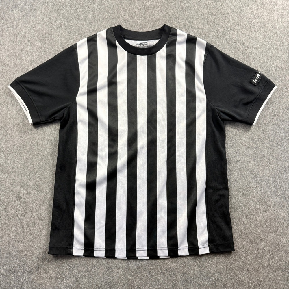 Foot Locker Men's S/P Black White Striped Mesh Side Panels Referee Shirt